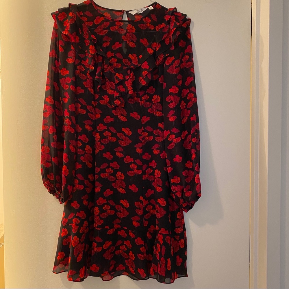 Floral long sleeved mini dress